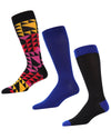 Men's 3 Pair Pack Asymmetrical Cotton Blend Crew Socks : Color: Black/Royal Blue