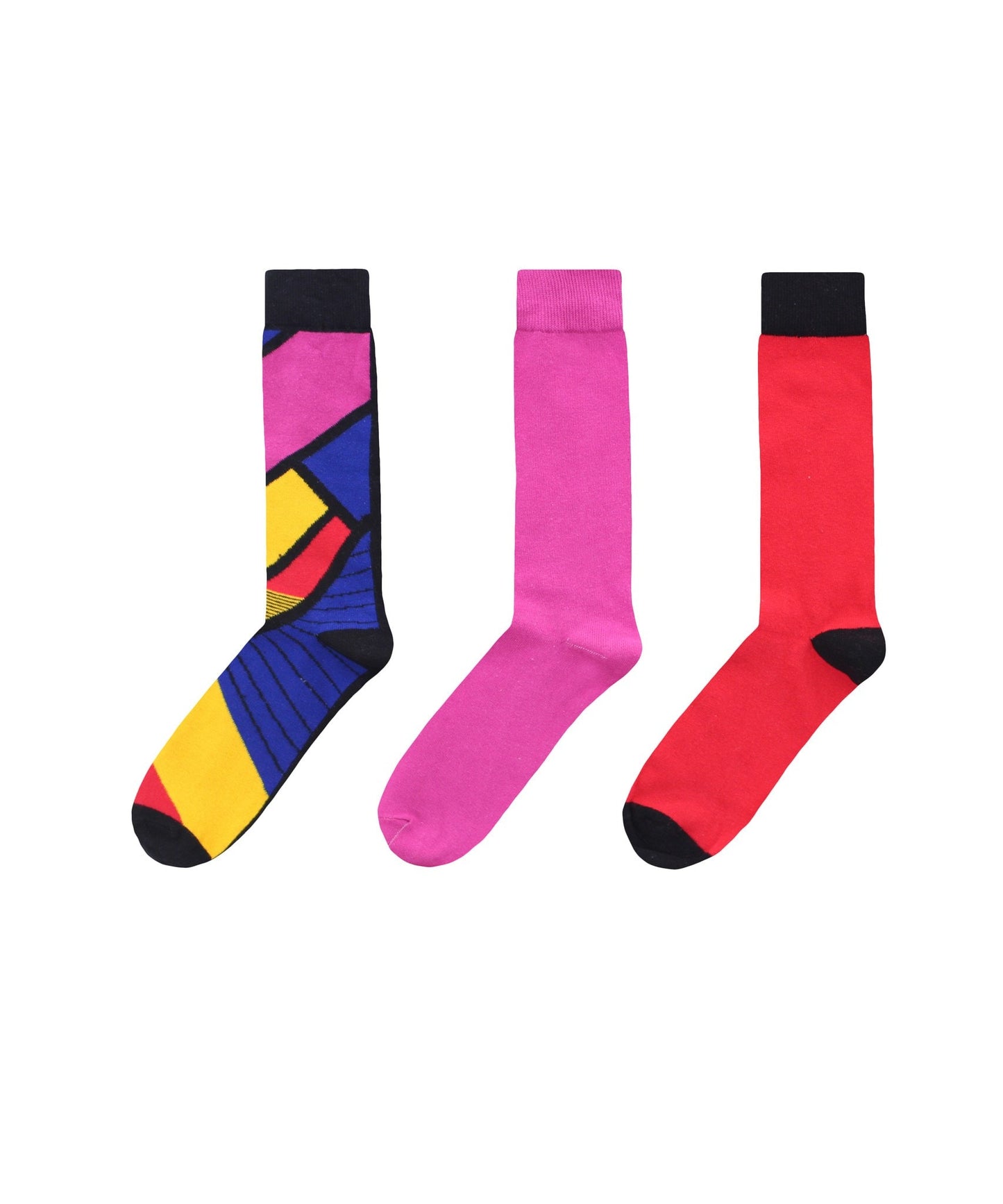 Men's Artup Cotton Blend Crew Sock 3-Pack : Color: Black/Red
