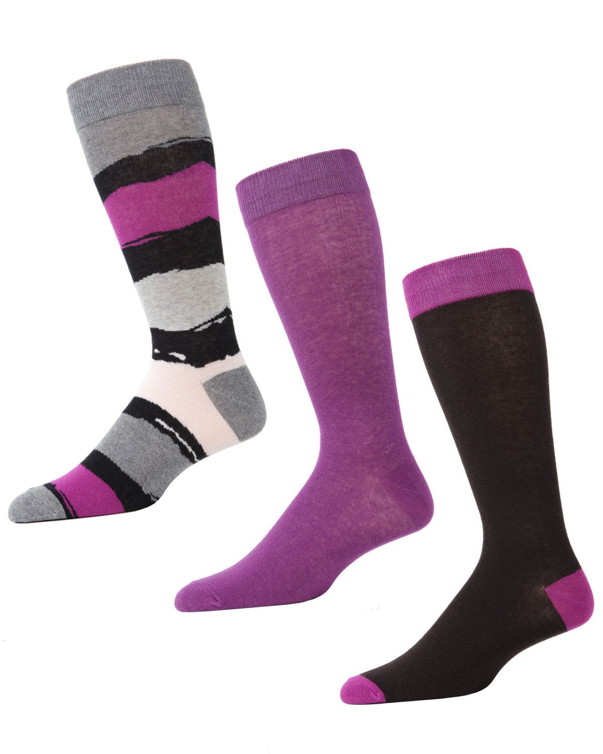 Paint Block Cotton Blend Crew Sock 3 Pack : Color: Grape