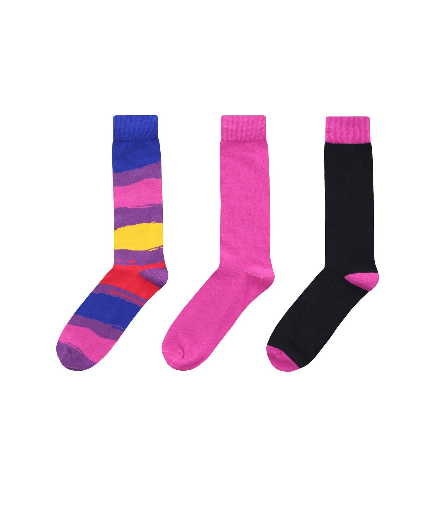 Paint Block Cotton Blend Crew Sock 3 Pack : Color: Black/Red