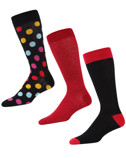 Dotagonal Cotton Blend Crew Sock 3 Pack : Color: Black/Red