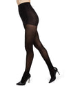Women's Fine Ribbed Opaque Nylon Tights : Color: Black