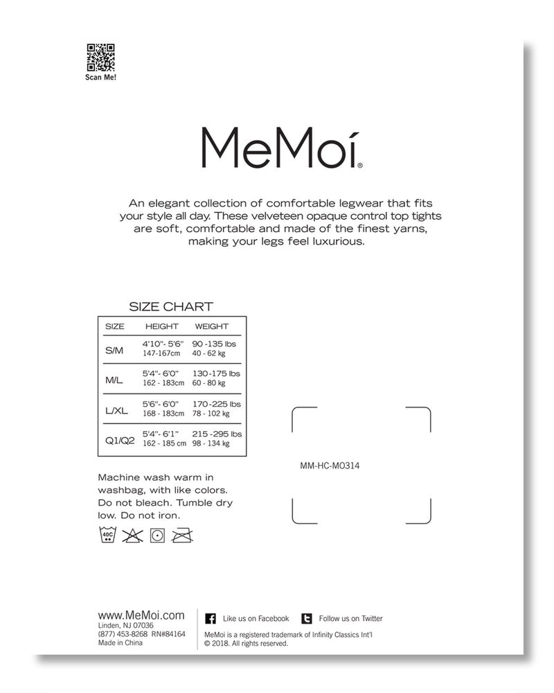 MeMoi Perfectly Opaque Control Top Tights - Village Sock Shop