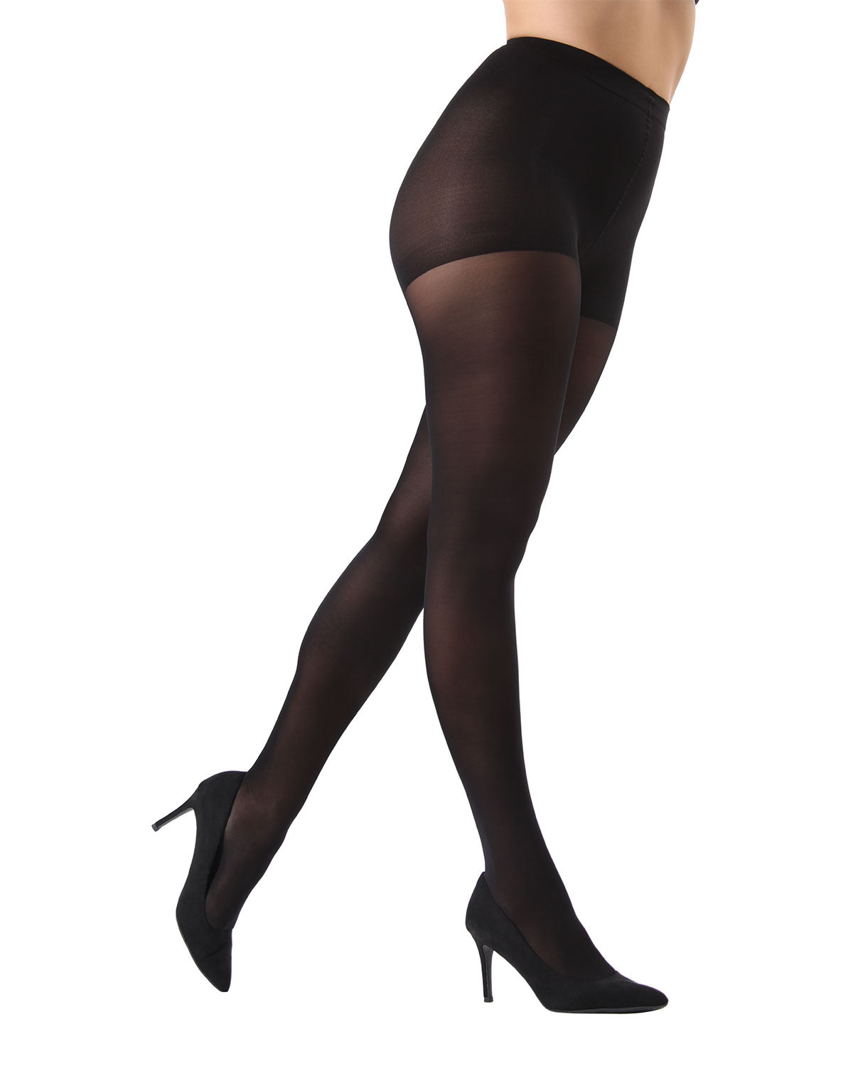 Velveteen Semi-Opaque 30 Denier Control Top Tights : Color: Black