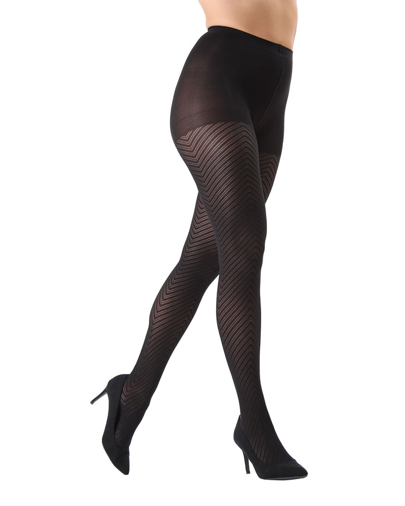 Chevron Control-Top Medium-Weight Smoothing Tights