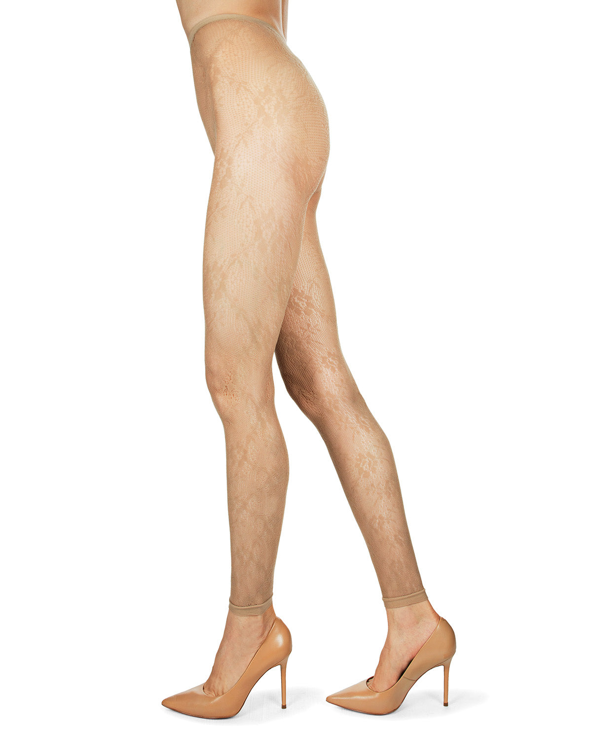 Women's Romantic Lace Nylon Footless Tights : Color: Nude