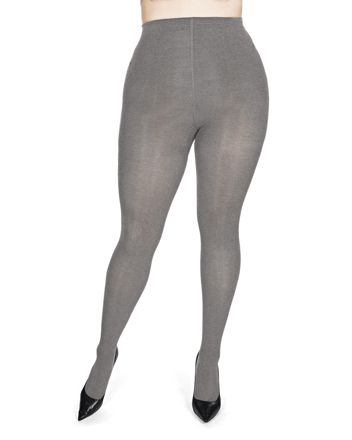 Queen Size Extra Wide Flat Knit Sweater Tights : Color: Medium Gray