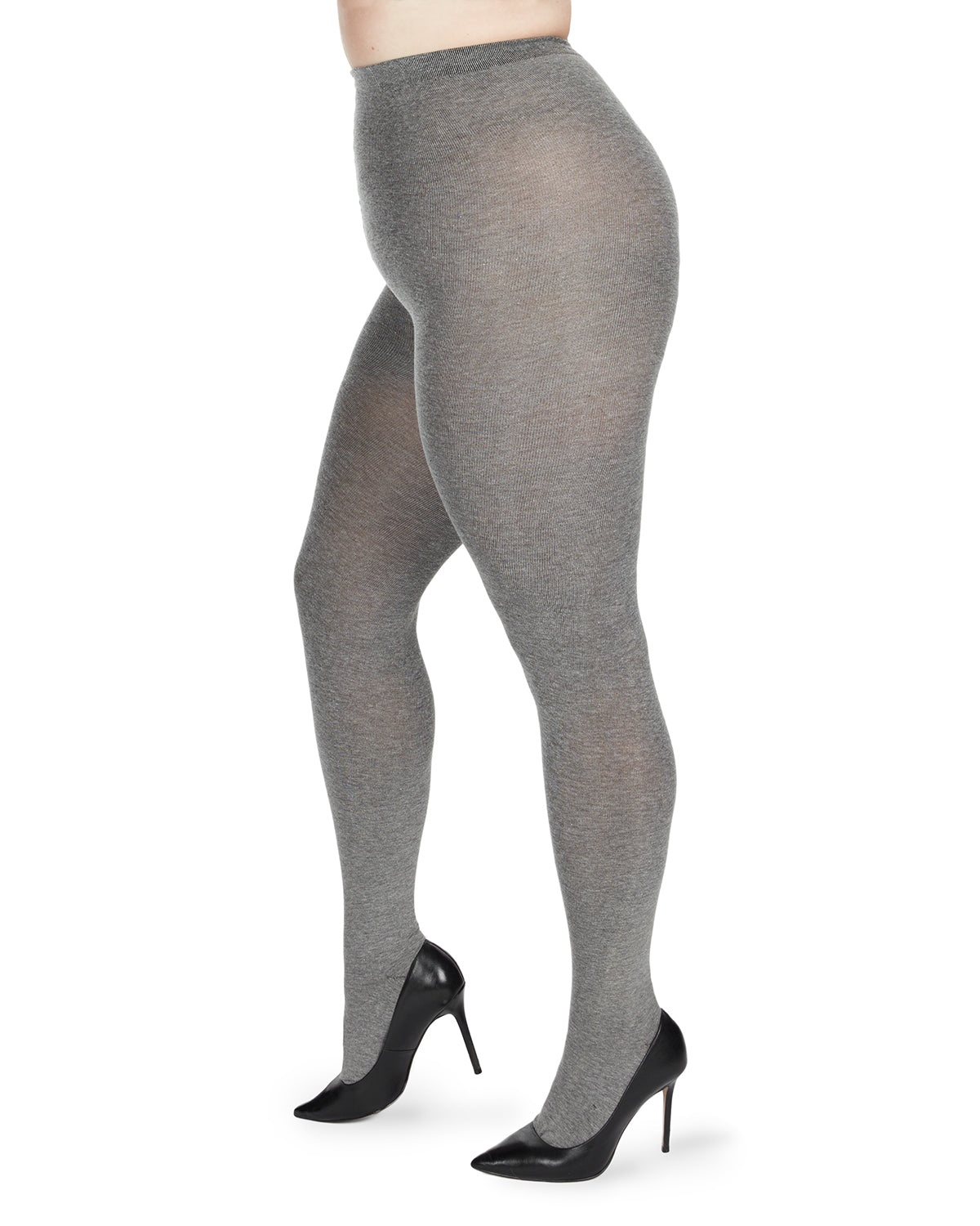 Queen Size Extra Wide Flat Knit Sweater Tights : Color: Medium Gray