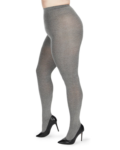 Queen Size Extra Wide Flat Knit Sweater Tights : Color: Medium Gray