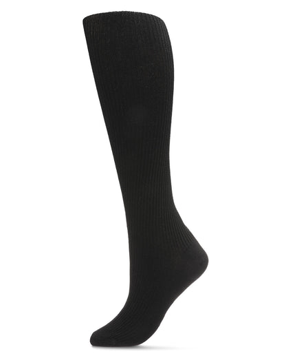 Women's Opaque Pin Ribbed Cotton Sweater Tights : Color: Black