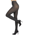 Women's Opaque Pin Ribbed Cotton Sweater Tights : Color: Dark Gray Heather