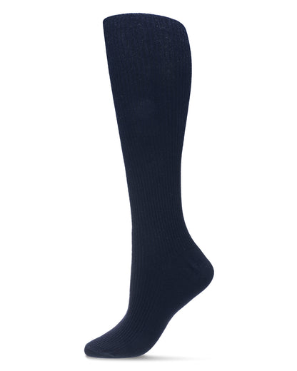 Women's Opaque Pin Ribbed Cotton Sweater Tights : Color: Navy