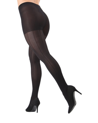 Herringbone Light Support Opaque Textured Tights : Color: Black