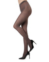 Luxury Divas Black Ribbed Pinstripe Tights : Color: Dark Chocolate