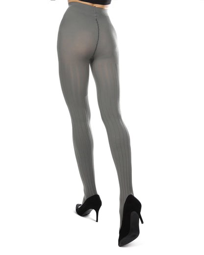 Women's Priority Rib Grey Opaque Tights : Color: Gargoyle Gray