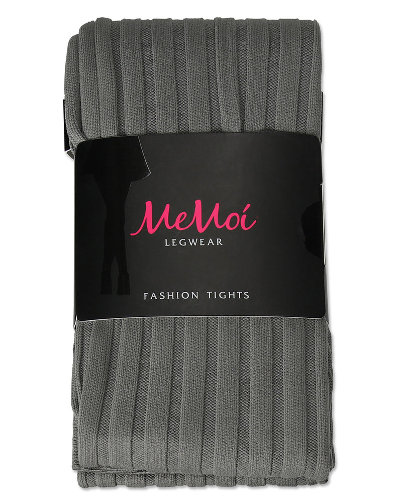 Medium Grey Fine Merino Wool Opaque Rib Tights