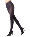 Shiny Cotton Blend Seamless Sweater Tights : Color: Navy