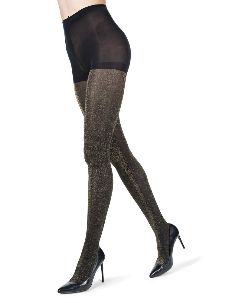 Black Silver Shimmer Tights for Women | Sheer Pantyhose