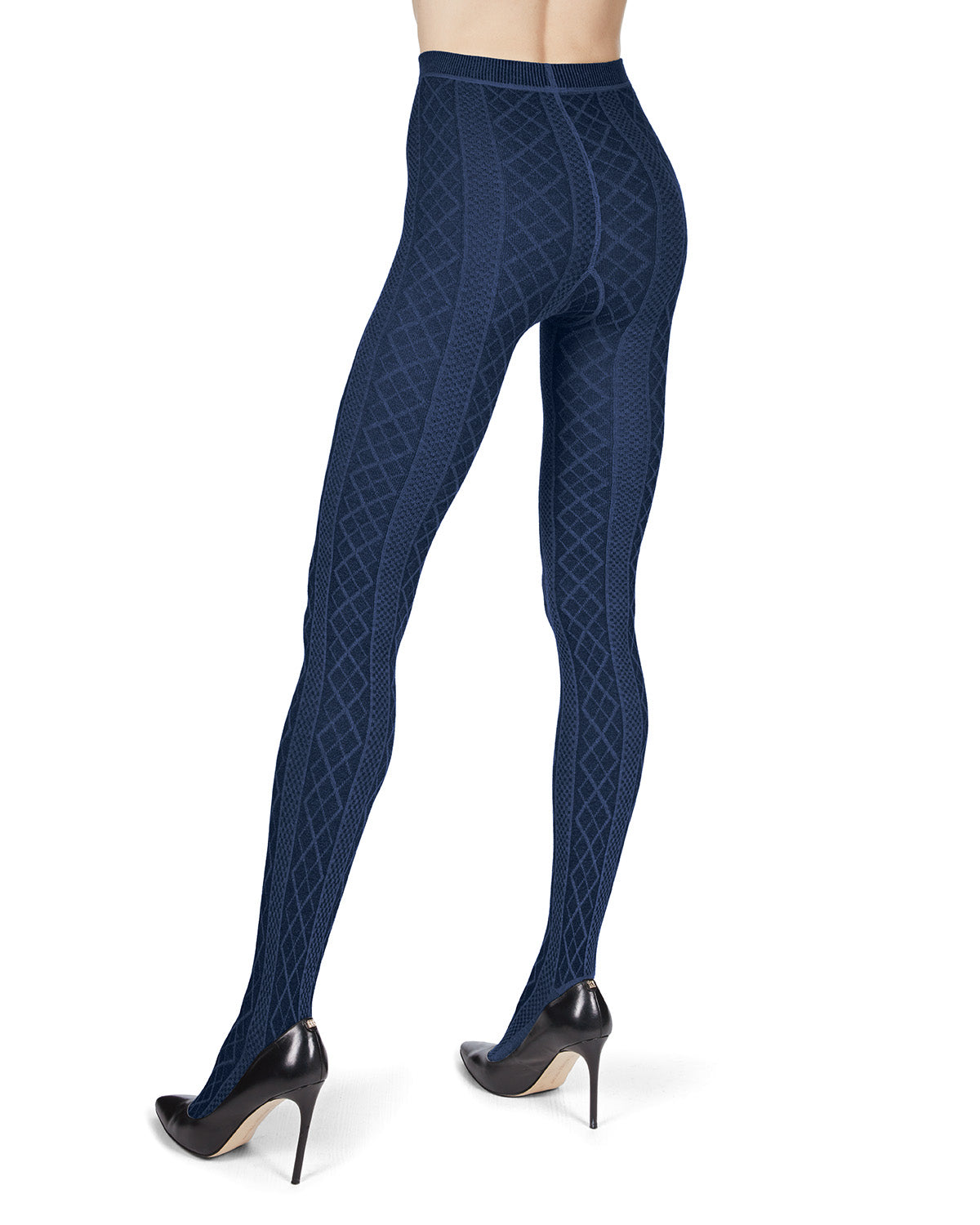 Juneau Diamonds Cotton Blend Sweater Tights : Color: Navy Blazer