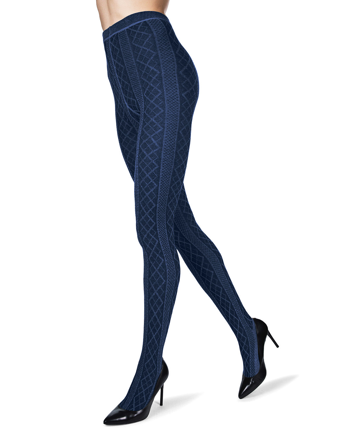 Juneau Diamonds Cotton Blend Sweater Tights : Color: Navy Blazer