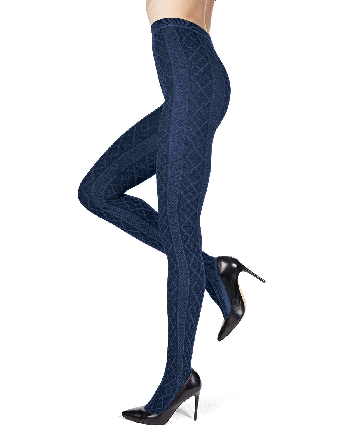 Juneau Diamonds Cotton Blend Sweater Tights : Color: Navy Blazer