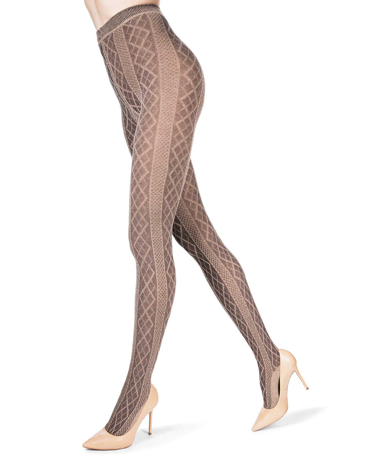 Juneau Diamonds Cotton Blend Sweater Tights : Color: Taupe Brown