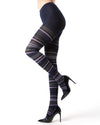 Lulea Striped Cotton Blend Sweater Tights : Color: Navy Blazer