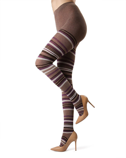 Lulea Striped Cotton Blend Sweater Tights : Color: Taupe Heather