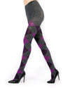 Textured Argyle Sweater Tights : Color: DARK GRAY HEATHER PURPLE 