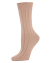 Women's Neutral Ribbed Knit Essential Boot Socks : Color: Tannin