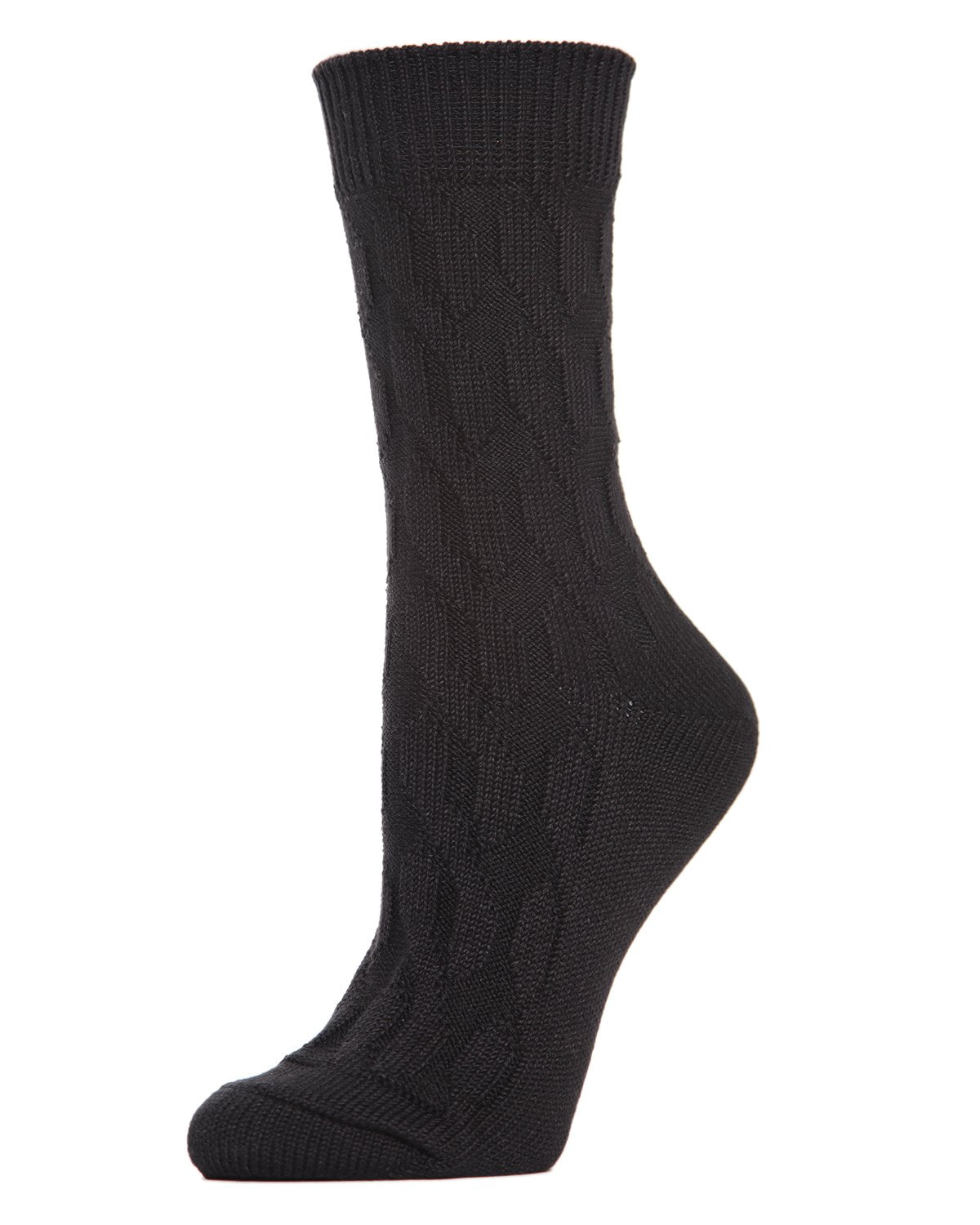 Women's Neutral Twisted Knit Essential Boot Socks : Color: Black