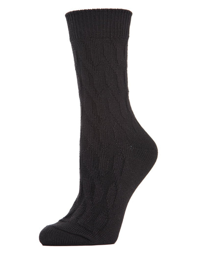 Women's Neutral Twisted Knit Essential Boot Socks : Color: Black