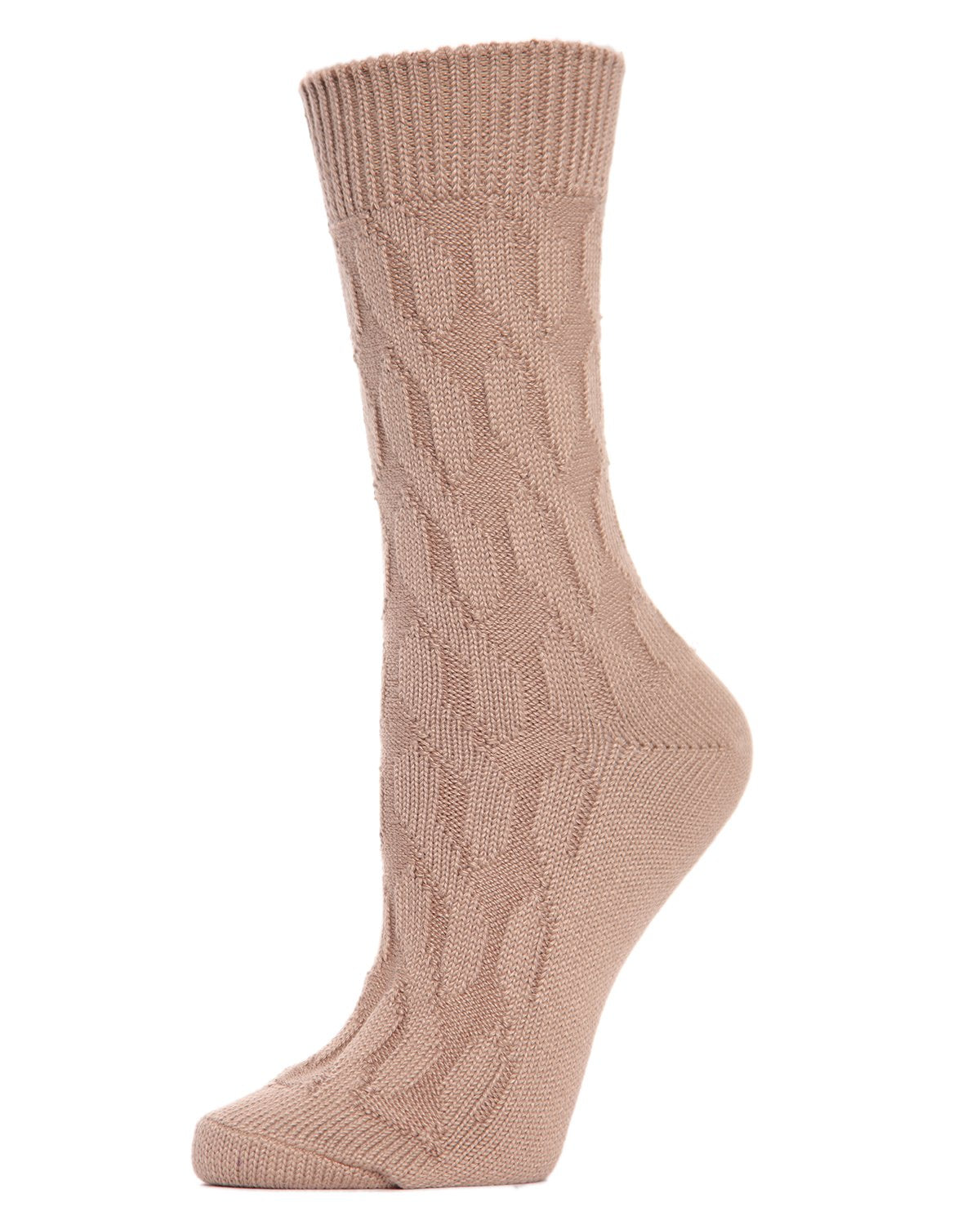 Women's Neutral Twisted Knit Essential Boot Socks : Color: Tannin