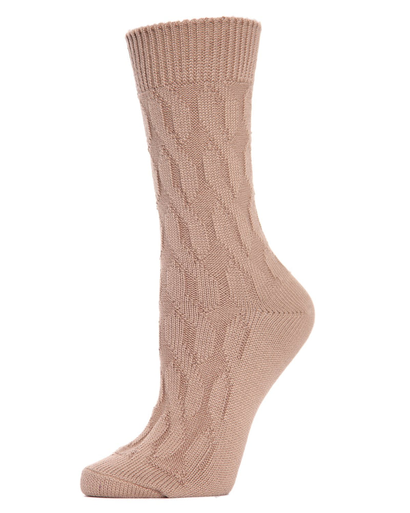 Women's Neutral Twisted Knit Essential Boot Socks