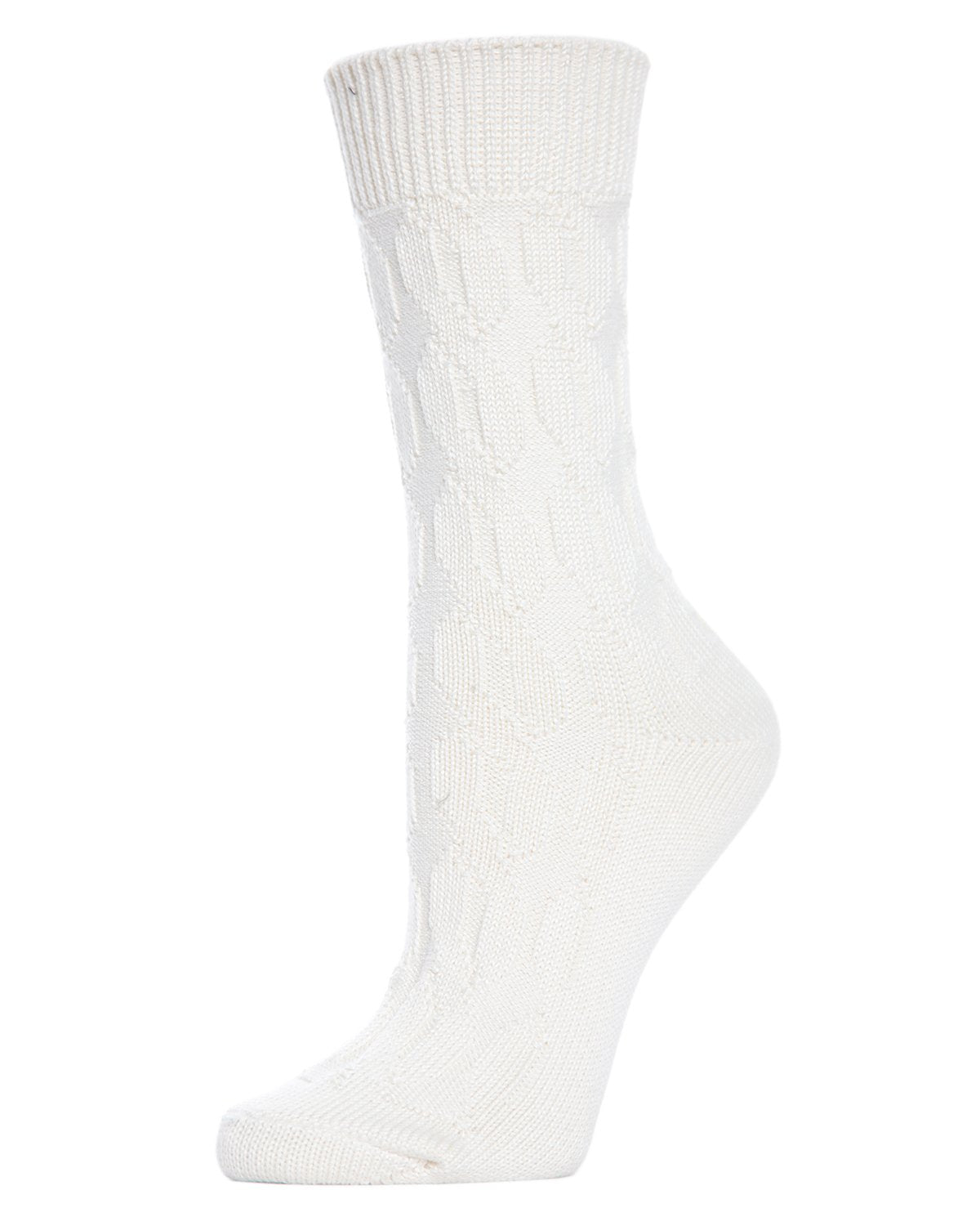 Women's Neutral Twisted Knit Essential Boot Socks : Color: Winter White