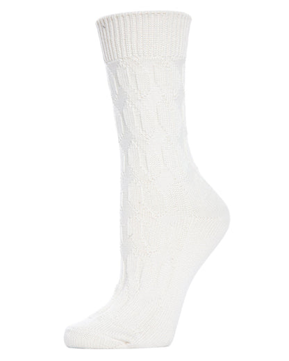 Women's Neutral Twisted Knit Essential Boot Socks : Color: Winter White