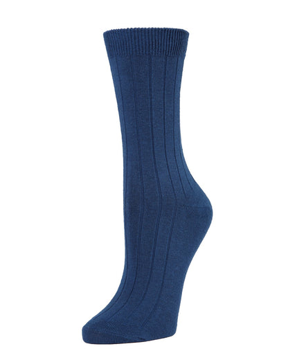 Women's Neutral Ribbed Knit Essential Boot Socks : Color: Majolica Blue