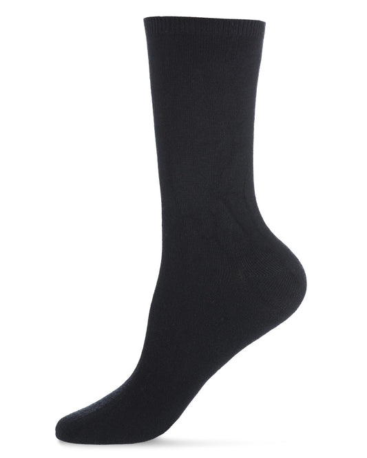 Women's 2 Pair Pack Bamboo Blend Flat Crew Socks : Color: Black