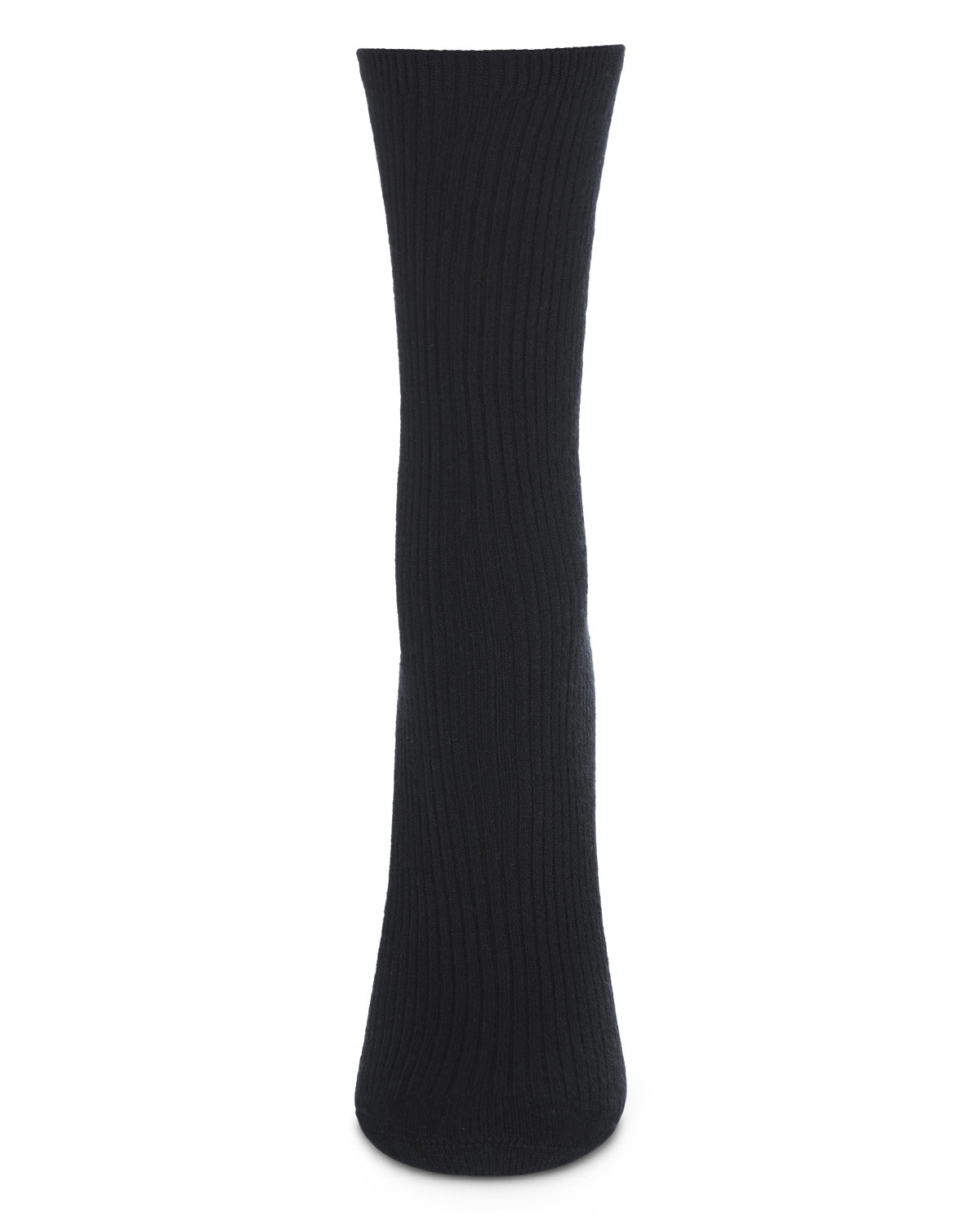 Women's 2 Pair Pack Bamboo Blend Flat Ribbed Crew Socks : Color: Black