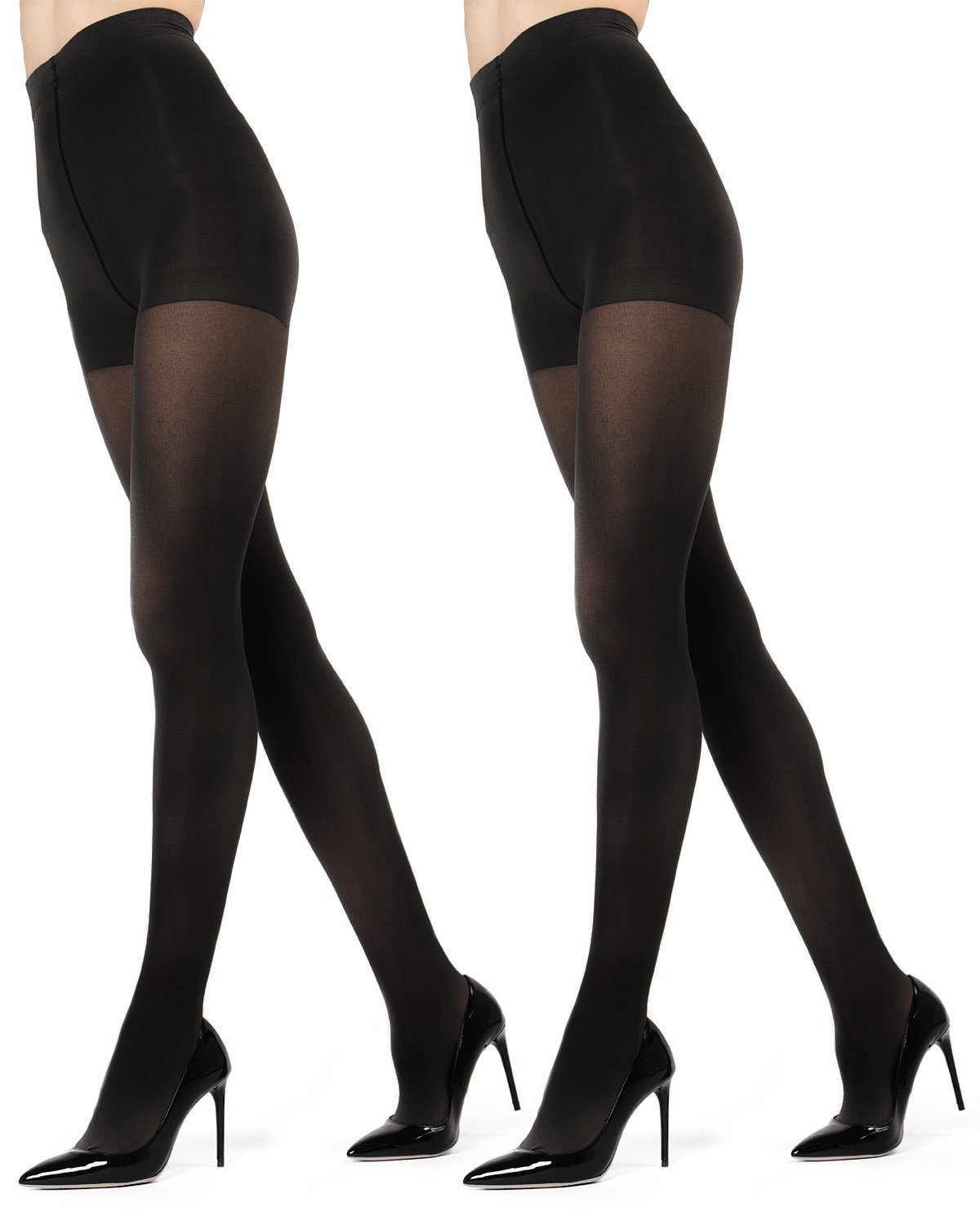 G&Y 2 Pairs Ultra Opaque Tights for Women - 80D Microfiber Control Top  Pantyhose, (black, M) at  Women's Clothing store