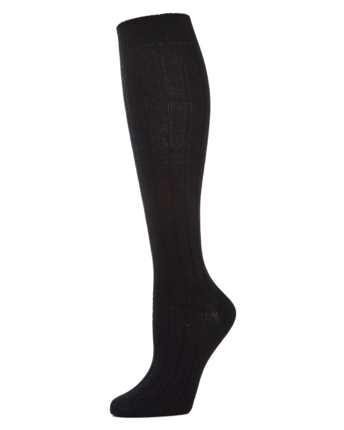 Ribbed Cotton Blend Knee High Socks : Color: Black