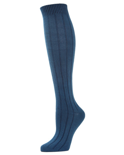 Ribbed Cotton Blend Knee High Socks : Color: Legion Blue