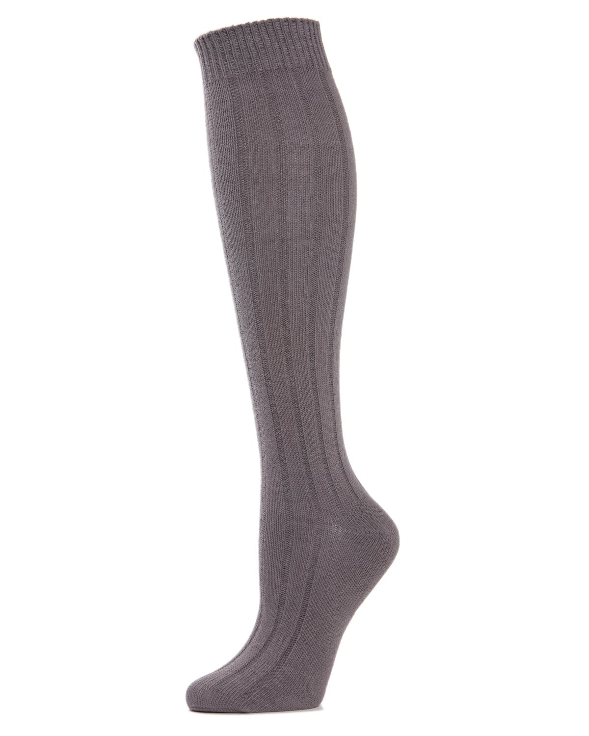 Ribbed Cotton Blend Knee High Socks : Color: Pavement