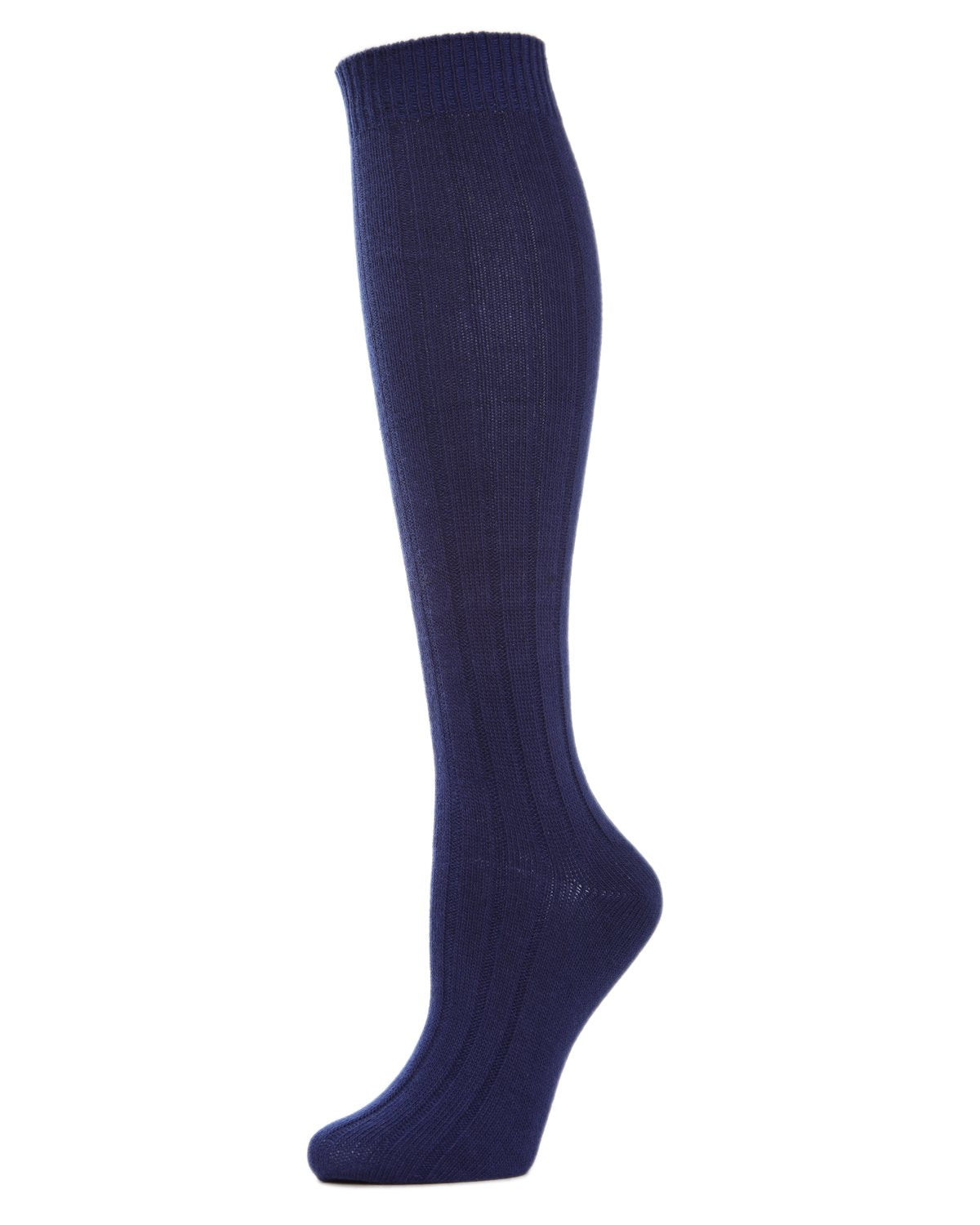 Ribbed Cotton Blend Knee High Socks : Color: Peacoat