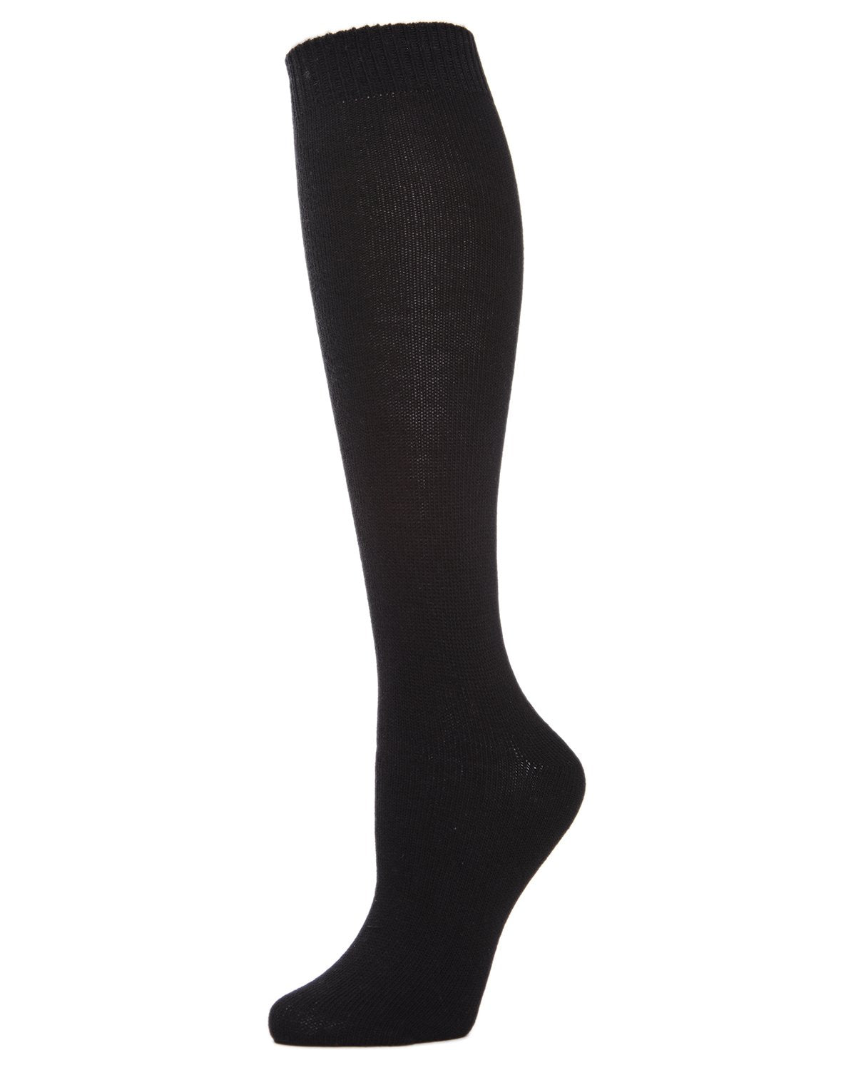 Women's Cotton Blend Solid Knit Knee High Socks : Color: Black