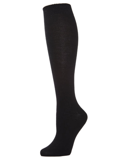 Women's Cotton Blend Solid Knit Knee High Socks : Color: Black