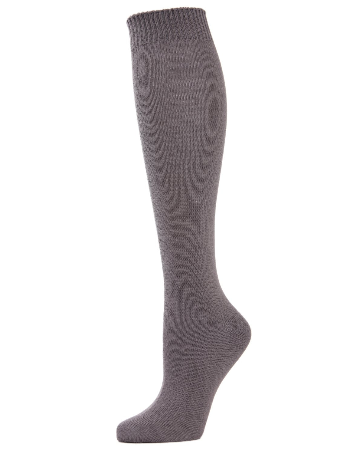 Women's Cotton Blend Solid Knit Knee High Socks : Color: Pavement