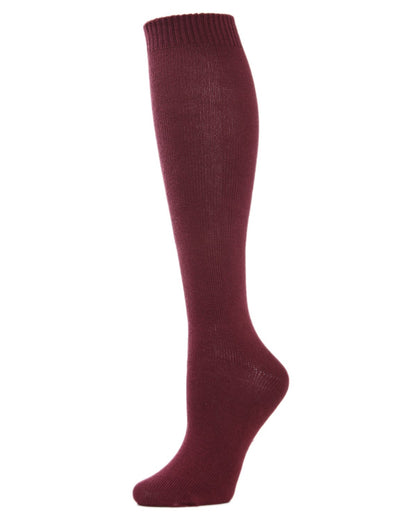 Women's Cotton Blend Solid Knit Knee High Socks : Color: Tawny Port