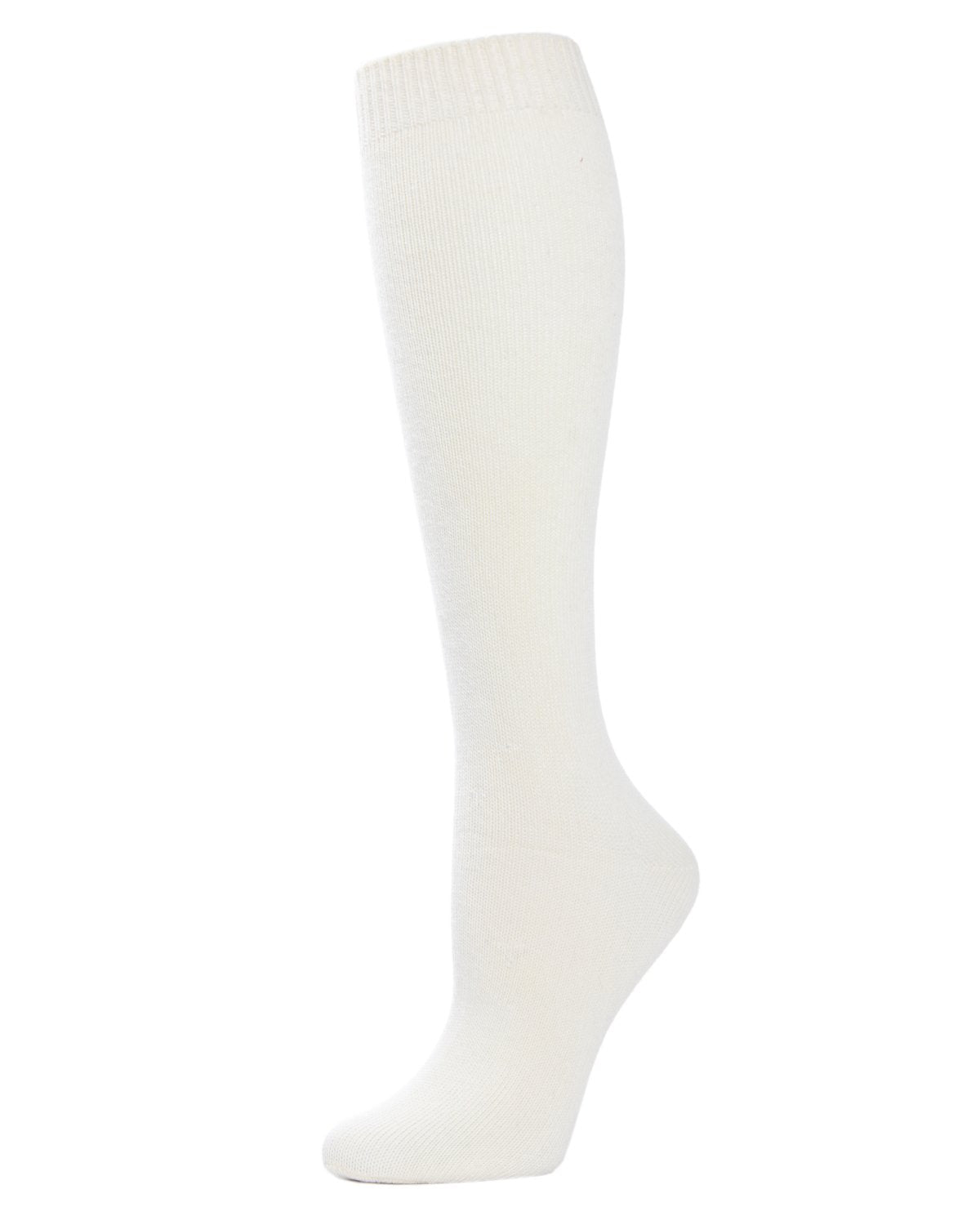 Women's Cotton Blend Solid Knit Knee High Socks : Color: Winter White