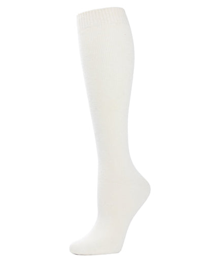 Women's Cotton Blend Solid Knit Knee High Socks : Color: Winter White
